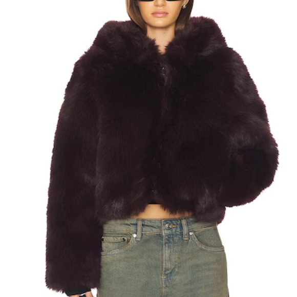 FREE PEOPLE LOUDER PLEASE faux fur jacket! size small NWT color Grape 🍇 GORGEOUS - Picture 6 of 13